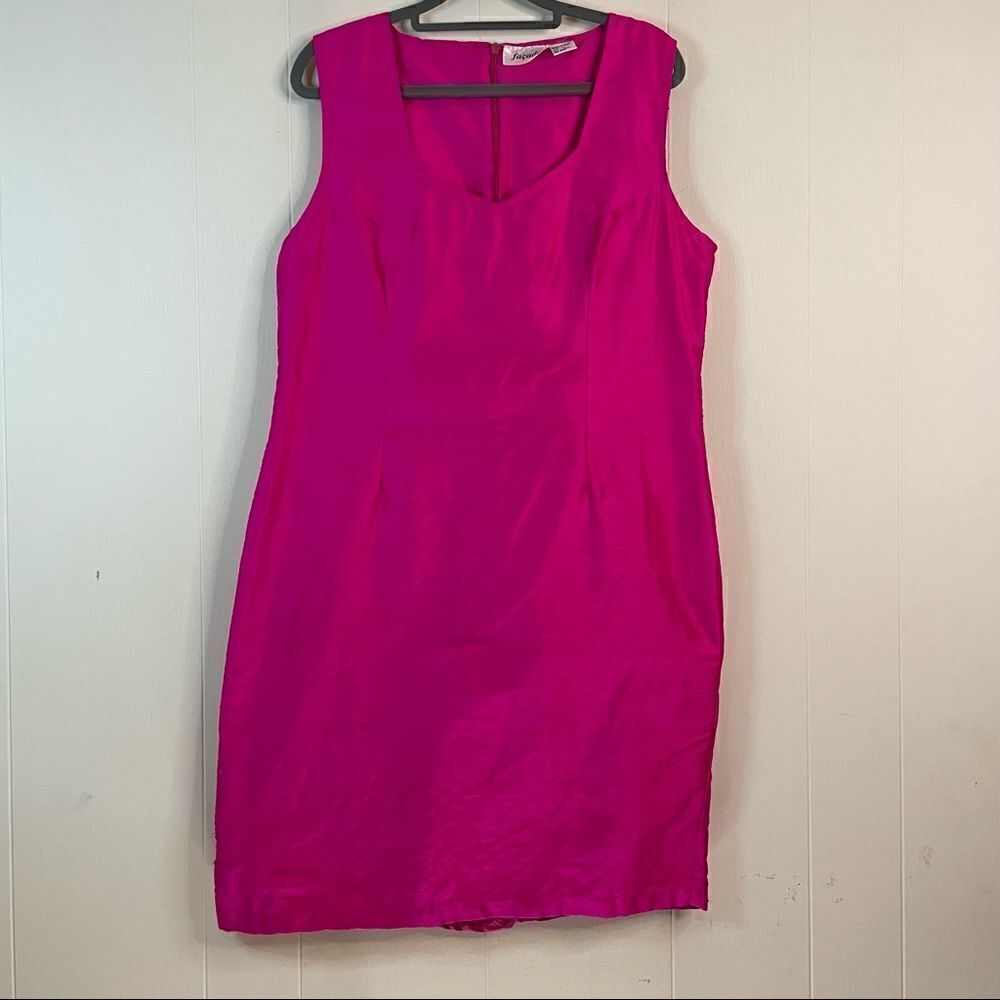 Vintage Facade Hot Pink Silk Shantung Shift Dress